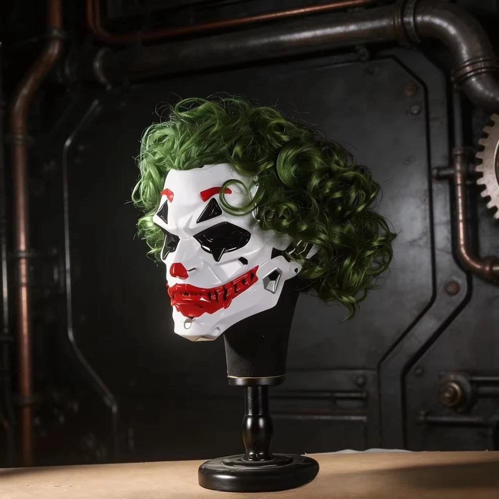 Joker Cyberpunk Clown Mask with Green Hair for Adults