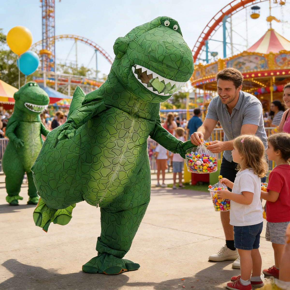 Green Inflatable T-Rex Costume for Adults