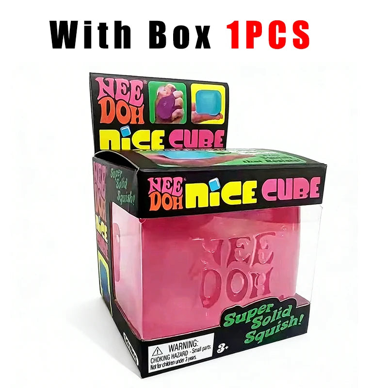 Needoh Nice Cube Sensory Squeezing Toy Cube for Stress relief and Fingertip Release Toy Dr. Pepper style and more.