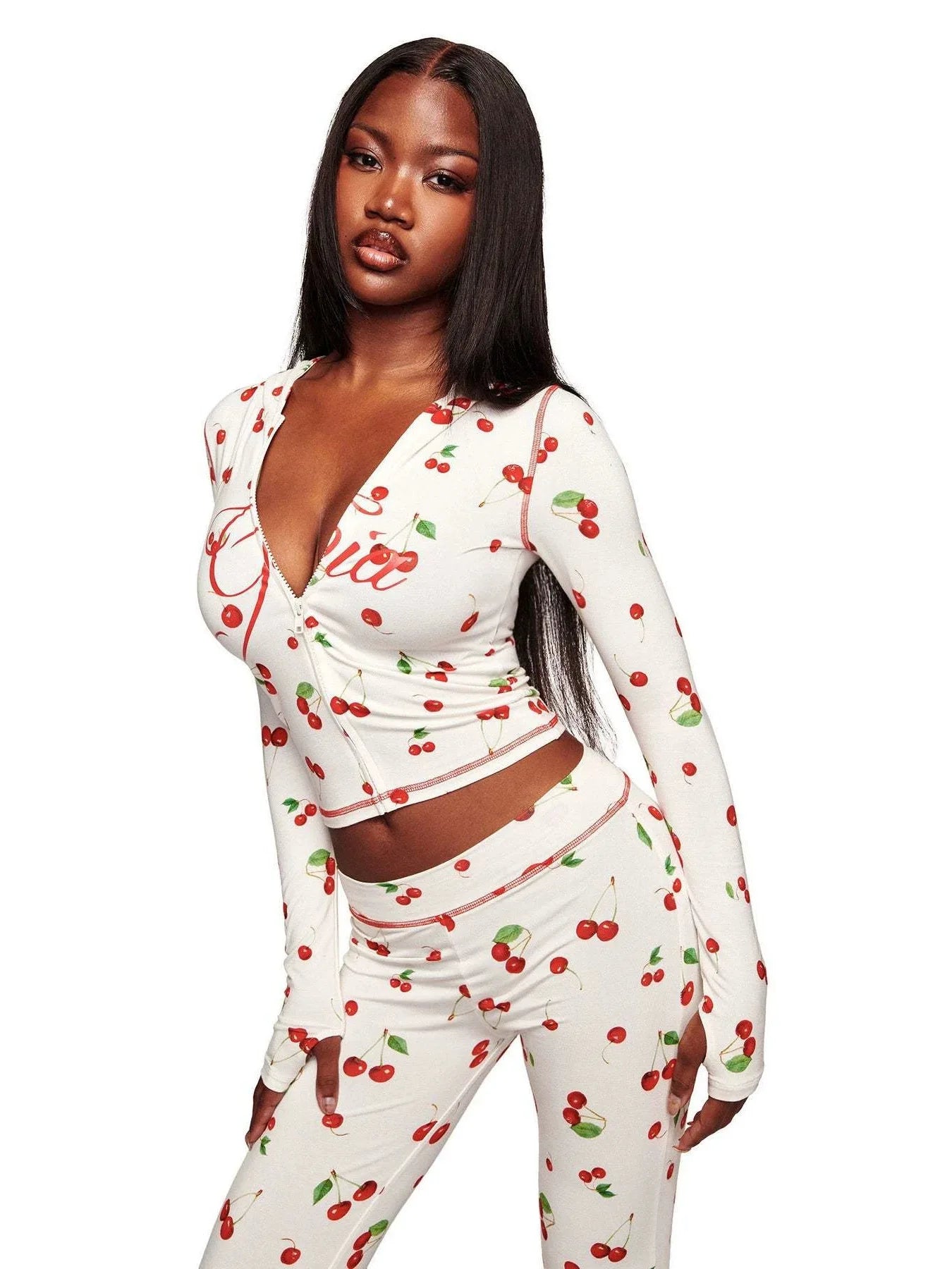 I am Gia Street Style Slim Fit Pants Set-Sportswear 2026 Zipper Cardigan Long Sleeve Top Casual Pants Slim Fit Set