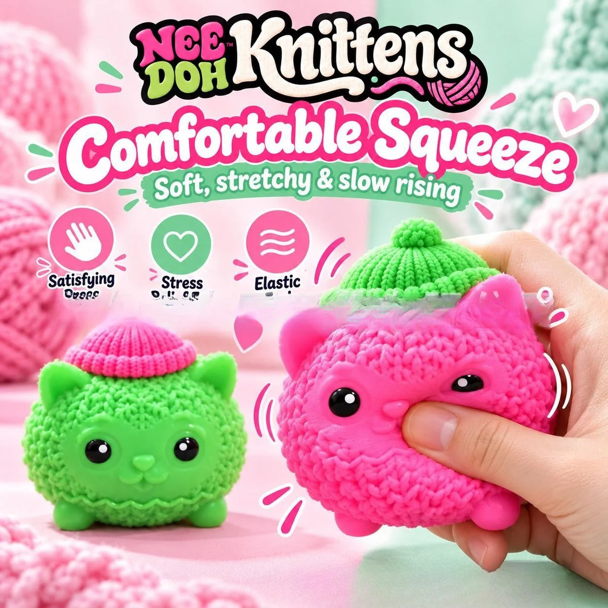 NeeDoh Knittens Slow Rising Squishy Stress Relief Squishy