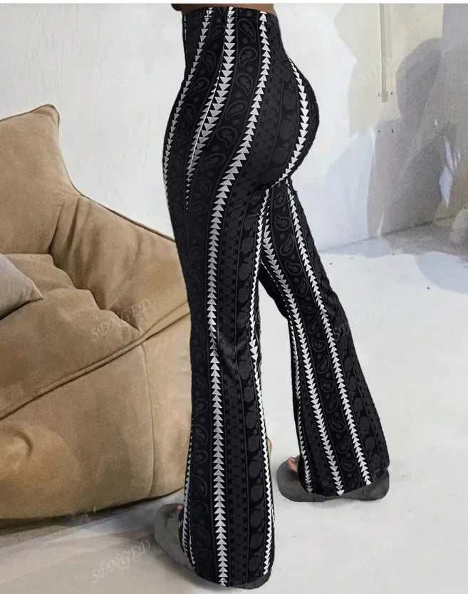 Striped Black and White Pants for Women