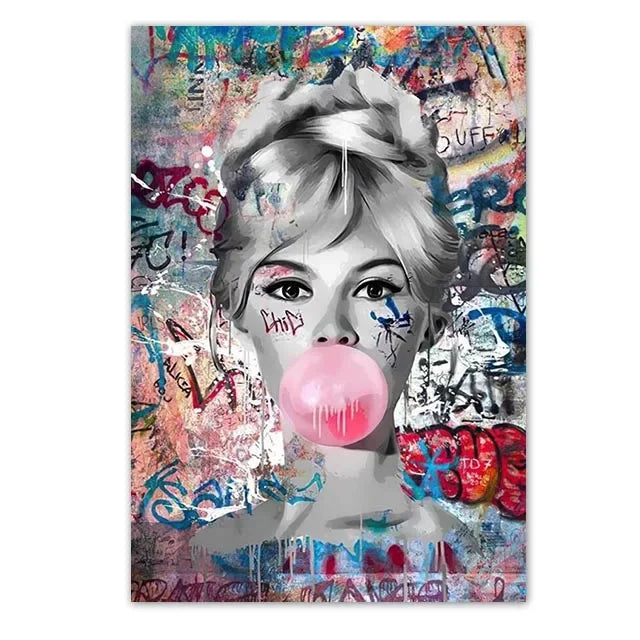 Modern Fashion Wall Art Blowing Bubbles Gumball Abstract HD Canvas Oil Painting Posters
