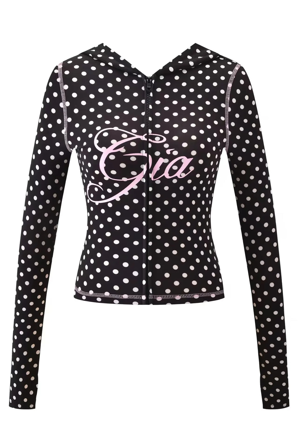 I Am Gia Slim Fit Letter Printed Designs Hooded Zipper Short Jacket Pants Set