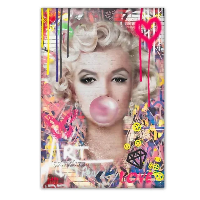 Modern Fashion Wall Art Blowing Bubbles Gumball Abstract HD Canvas Oil Painting Posters
