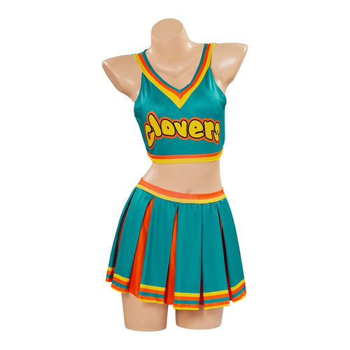 Bring it On- Clover Squad-Women Adult Cheerleader Costume- Sleeveless Crop Top with Mini Pleated Skirt