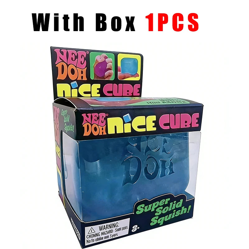 Needoh Nice Cube Sensory Squeezing Toy Cube for Stress relief and Fingertip Release Toy Dr. Pepper style and more.