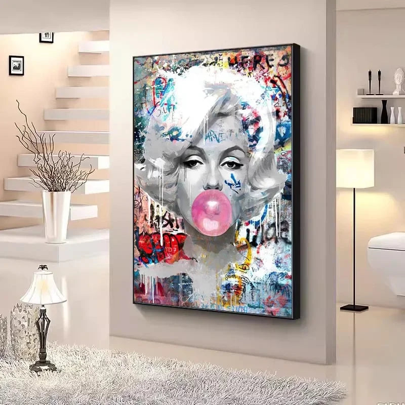 Modern Fashion Wall Art Blowing Bubbles Gumball Abstract HD Canvas Oil Painting Posters