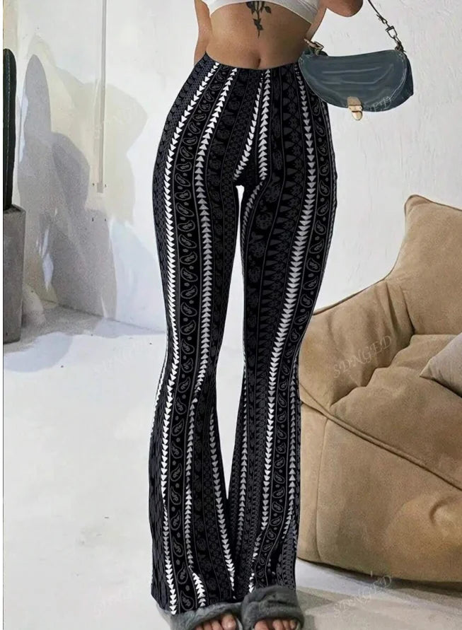 Striped Black and White Pants for Women