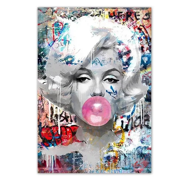 Modern Fashion Wall Art Blowing Bubbles Gumball Abstract HD Canvas Oil Painting Posters