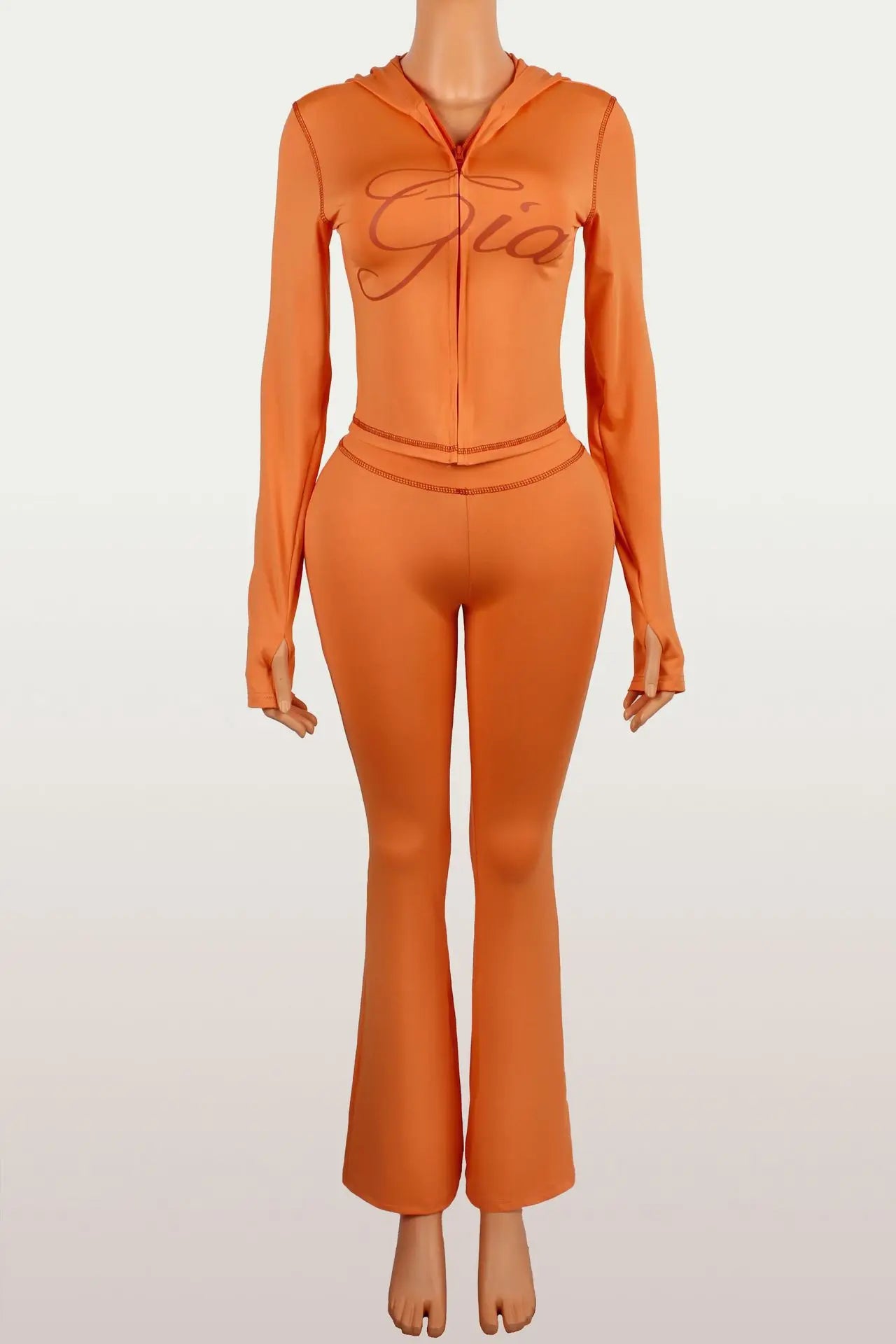 I am Gia Street Style Slim Fit Pants Set-Sportswear 2026 Zipper Cardigan Long Sleeve Top Casual Pants Slim Fit Set