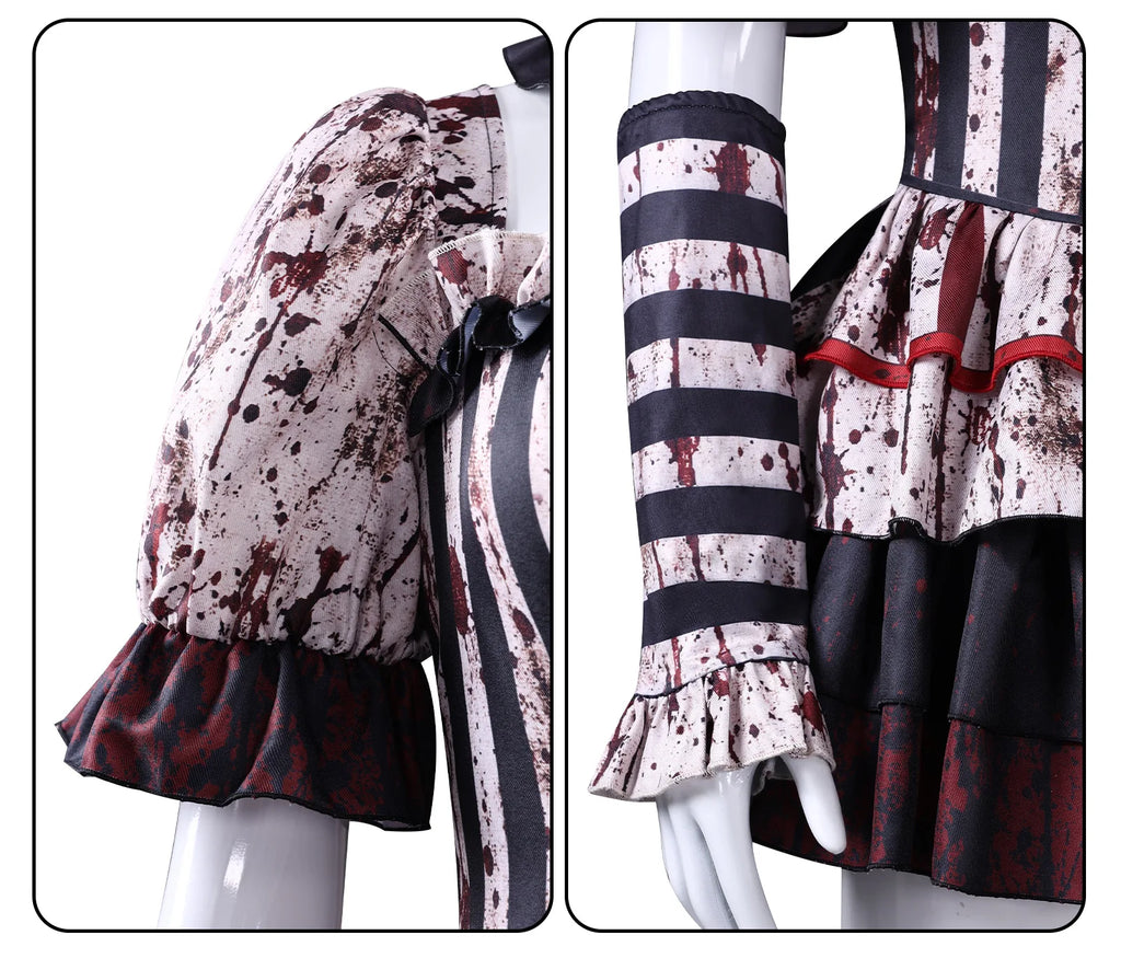Woman Terrifier Jester Dress Costume w/ Mask
