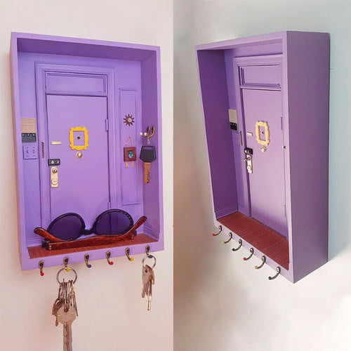 Friends Iconic Purple Door Key Holder – Retro Sitcom-Inspired Wall Organizer with Sunglasses Shelf & Hooks